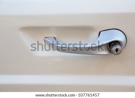 car handle on white background, horizontal composition