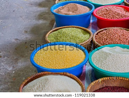 colorful pulses and seeds in the market