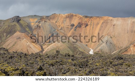 Colorful mountain landscape of lava mountains, Landmannalaugar, Iceland