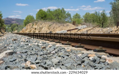 Worms eye view of railway to infinite. (Right to left railway)