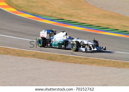 CHESTE, SPAIN - FEBRUARY 1: Formula 1 in Cheste (Spain) - Mercedes GP F1 Team driver Nico Rosberg in 2011 first official training day on February 1, 2011 in Cheste (Valencia), Spain