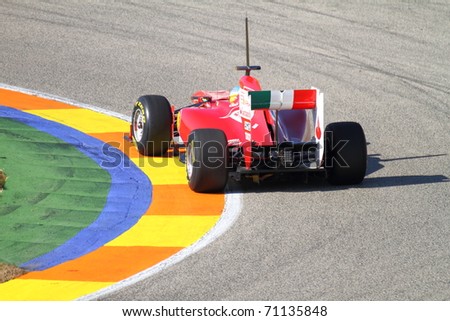 CHESTE, SPAIN - FEBRUARY 1: Formula 1 in Cheste (Spain) - Ferrari F1 Team driver Fernando Alonso in 2011 first official training day on February 1, 2011 in Cheste (Valencia), Spain