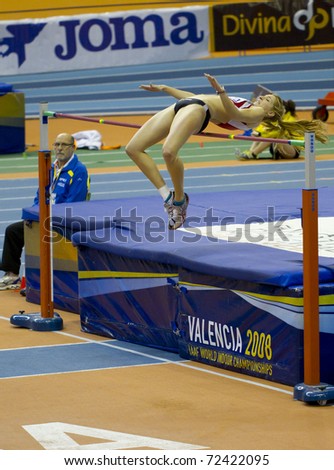 VALENCIA, SPAIN - FEBRUARY 19: High jump competitor of high jump Men of the spanish indoor women national championships at Valencia on February 19, 2011 in Valencia, Spain
