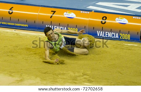 VALENCIA, SPAIN - FEBRUARY 19: Long jump competitor \