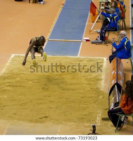 VALENCIA, SPAIN - FEBRUARY 19: Long jump competitor 