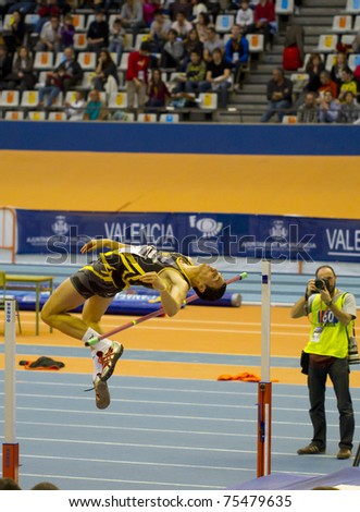 VALENCIA, SPAIN - FEBRUARY 20: High jump competitor \