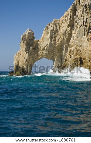 This is the famous arch at the tip of the Baja peninsula in Cabo San Lucas that separates the Sea of Cortez from the Pacific Ocean.
