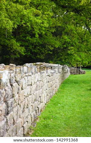 Preserved section of Hadrian\'s Wall in Northumberland, UK
