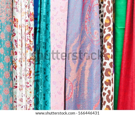 Selection of colorful textiles as a background
