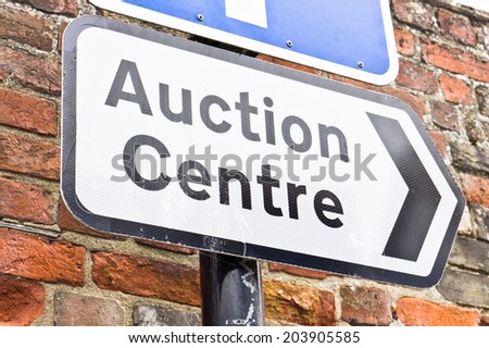 Sign for an auction centre in a UK town