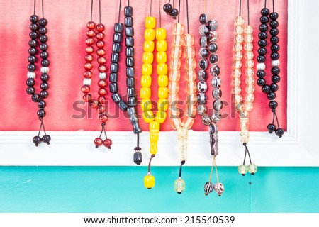 Collection of colorful Greek prayer beads