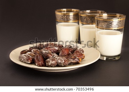 Dates and milk- this would be a typical snack for breaking the fast in Ramadan or a Moroccan wedding