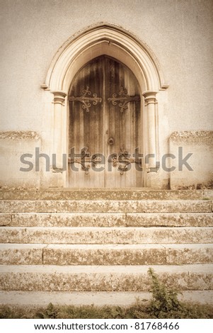 A lovely dreamy but spooky image of an old church door