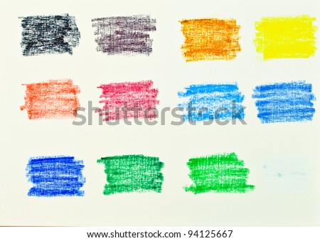 Selection of colors in oil pastel on textured canvas card
