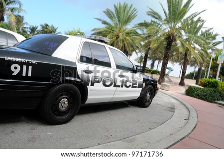 MIAMI-OCT 31:Miami beach police car on October 31, 2010 in Miami,USA.The Miami Beach Police D. is the police department of the U.S. city of Miami Beach, Florida, patrolling the entire Miami Beach area