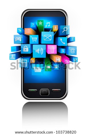 Mobile phone with colorful icons. Vector Mobile phone with colorful icons. Vector
