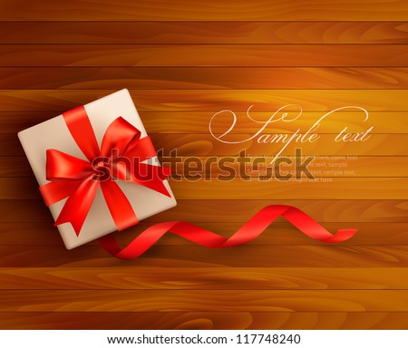 Holiday background with gift box and red bow Vector illustration Holiday background with gift box and red bow Vector illustration