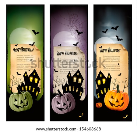 Set of holiday Halloween banners. Vector