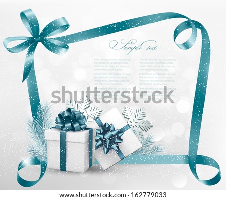 Holiday background with gift ribbon with gift box Vector Holiday background with gift ribbon with gift box Vector