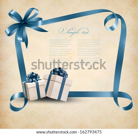 Holiday background with gift ribbon with gift box Vector Holiday background with gift ribbon with gift box Vector