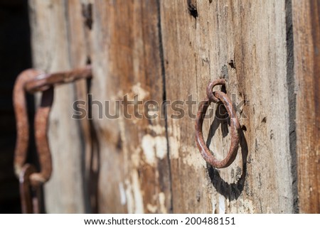 Old nepali wooden village door detail