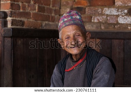 BHAKTAPUR, NEPAL - 7 MAY, 2014: An unidentified Nepali man in Bhaktapur, Nepal
