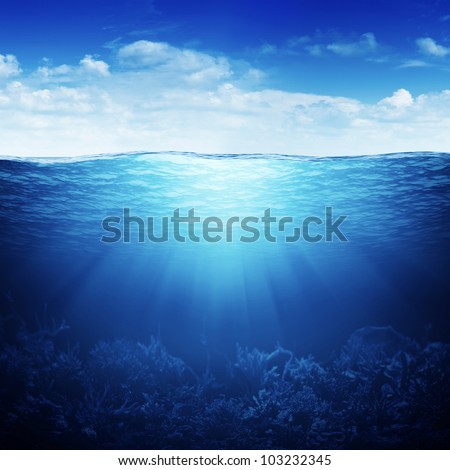 Sky, waterline and underwater background