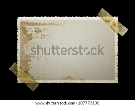 Old photo paper on balck background with clipping path for the inside