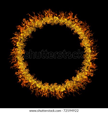 Burning fire circle top view vector background