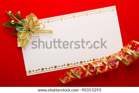 Greeting red card with gold decor