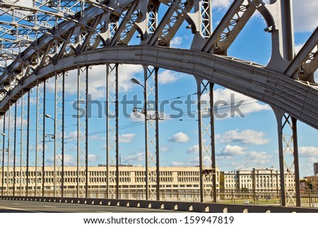 Road Bridge Made O??f Metal, Across The River