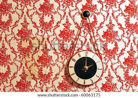 Vintage Antique Style Wallpaper with Clock