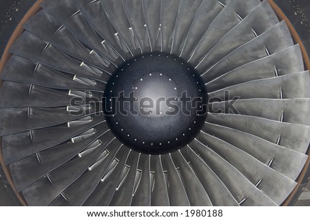 Close-up of a General Electric CF6-80E1 turbofan engine from an Airbus A330-200.