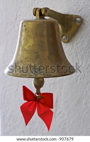 Bronze Door Bell with Red Bow