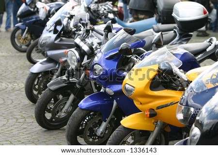 Speed motorbikes parked