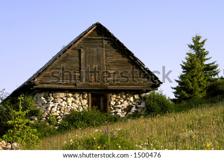 Mountain cottage landscape