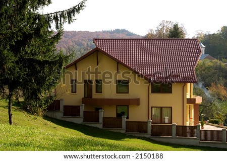 Dream yellow house in nature of Romania