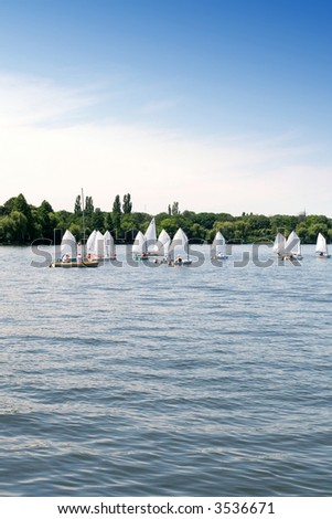 Small yachts racing on the lake