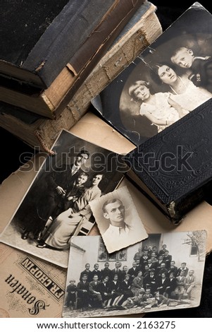 old photographs on the table