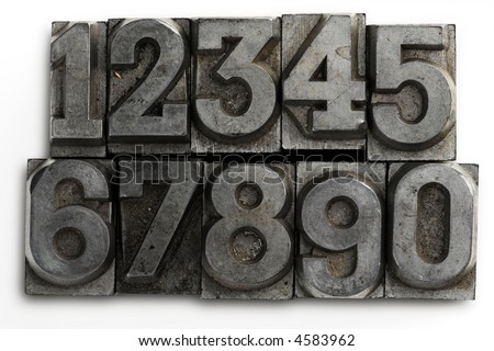 lead letters numbers on white