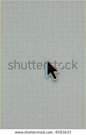 a highly detailed macro shot of a computer screen with a cursor on it