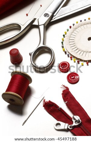 tailors tools on white
