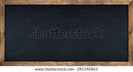 wide blackboard with wooden frame