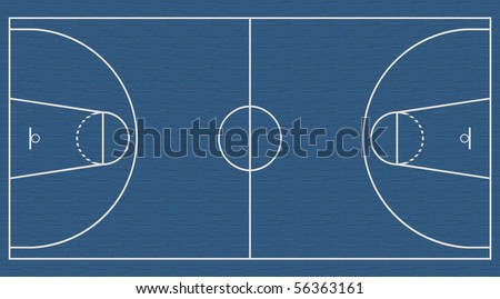 Basketball blue court parquet