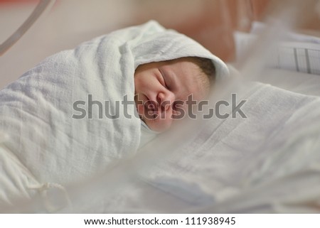 cute healthy new born baby portrait in hospital