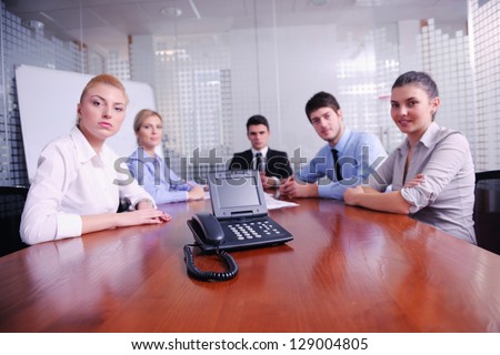 business people group have video meeting at office