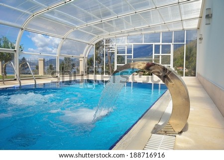 indoor swimming pool at modern home