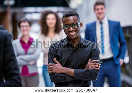young multiethnic business people group walking standing and top view