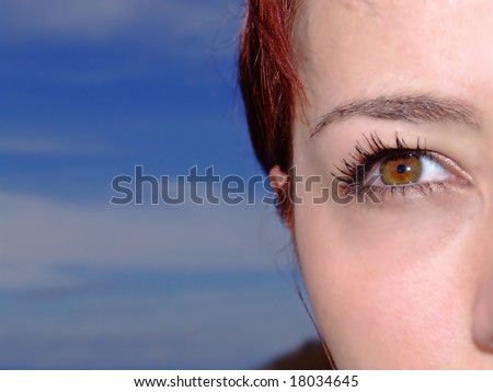 Red Hair Green Eyes Girl. stock photo : girl wit green eyes and red hair closeup