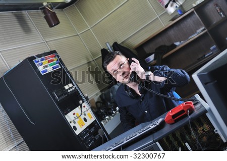 radio dj man indoor at radio studio